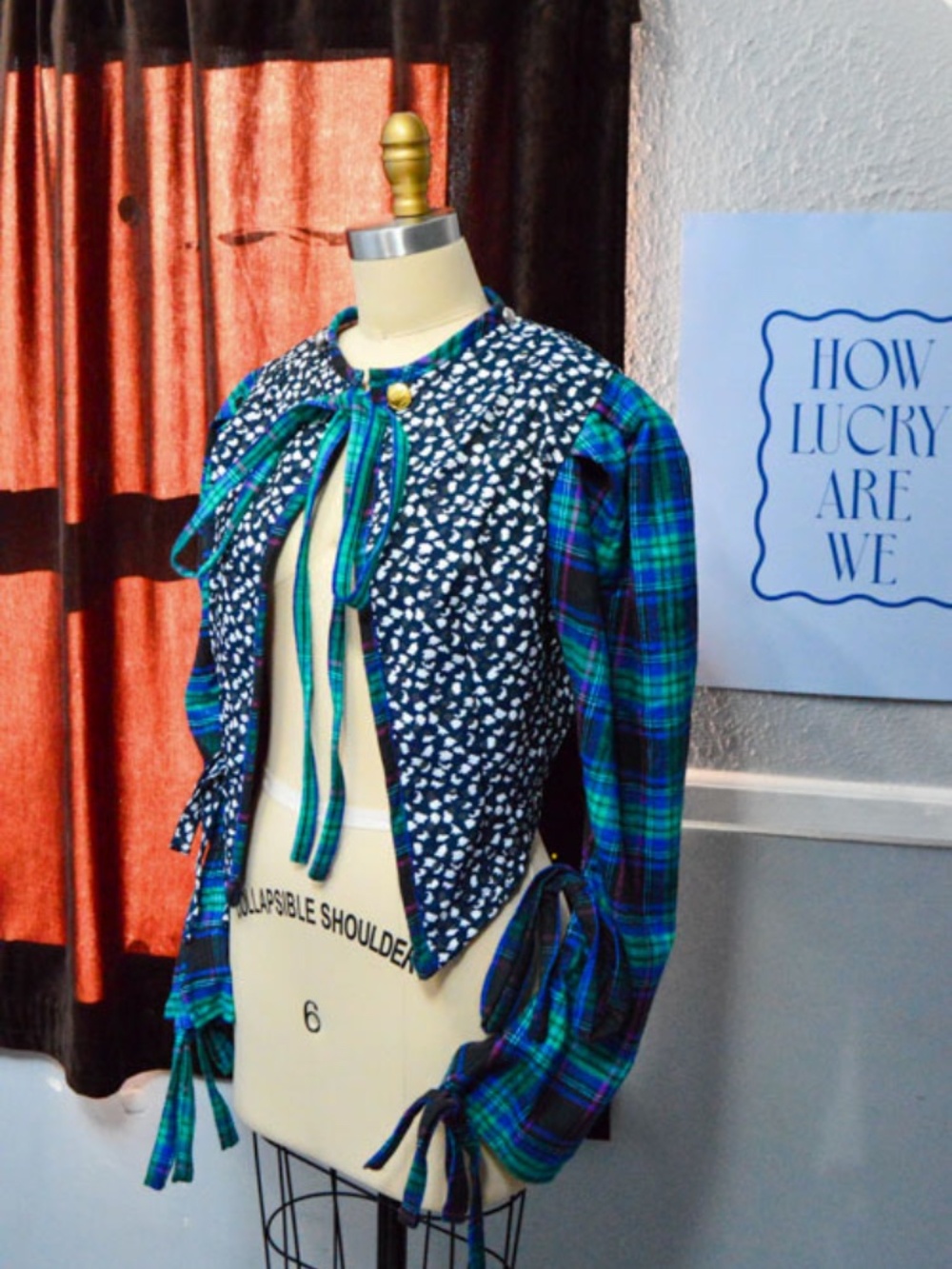 It Girl Puff Sleeve Jacket, Lined w Shoulder Pads & Bows, Artisan Handmade